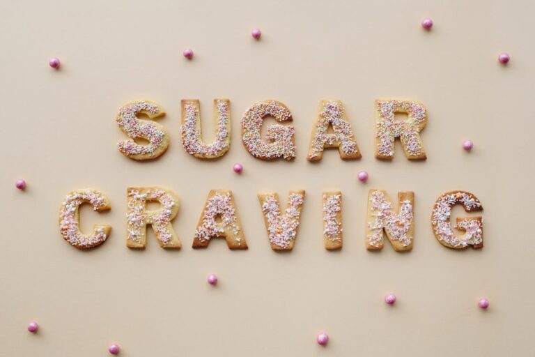 sugar craving words written with cupcakes